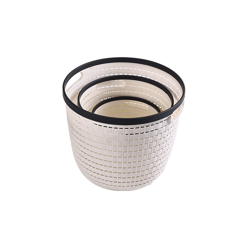 Two-color round with handle weave pattern storage basket storage basket dirty laundry basket mould details