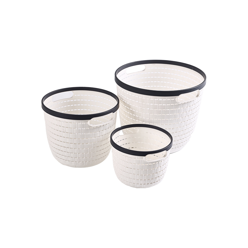 Two-color round with handle weave pattern storage basket storage basket dirty laundry basket mould details